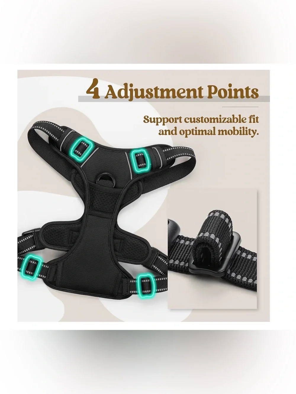 Dog Harness with 2 Leash Clips No-Pull Reflective Vest Size - Open Box - Large - Picture 5 of 9